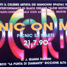 Cocoricò 1990, flyer Picnic on Mars retro © Davide Nicolò