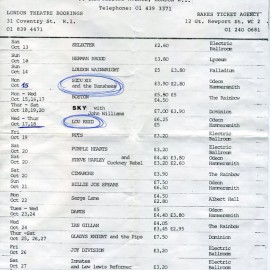 Il programma di ottobre 1979 del Marquee Club di Londra, © G.T. Garattoni