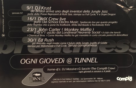 Programmazione dei giovedì del Tunnel del 1997